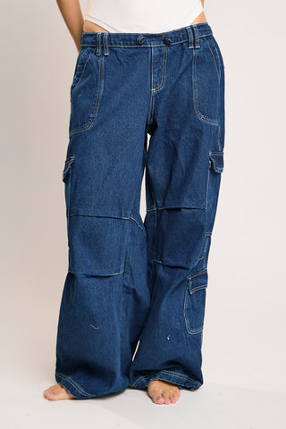 Indigo Stonewash Cargo Jeans