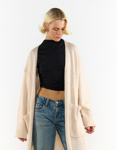 Dark-Cream Oversized Longline-Cardigan