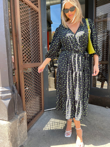 Rosebud Floral Tiered Wrap Front Midaxi-dress