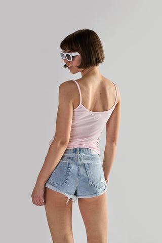 Bleach Stonewash Distressed Denim Shorts
