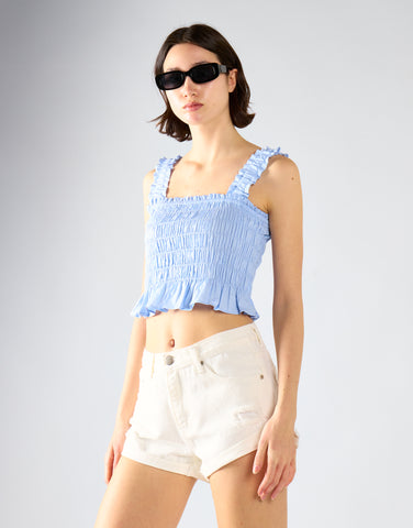 Off White Ripped Denim Shorts