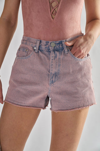 Pink Wash Denim Shorts