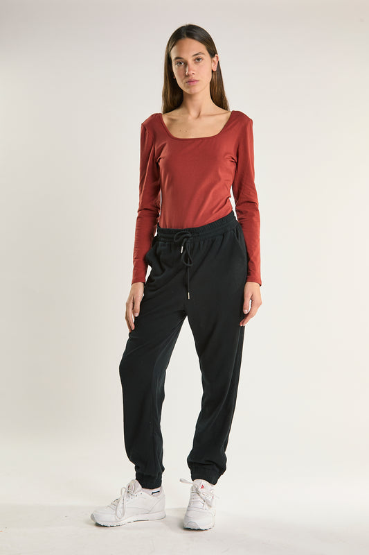 Umber Square-Neck Long-Sleeve-Bodysuit