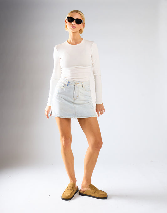 Light Antique Bleach Denim Mini-Skirt