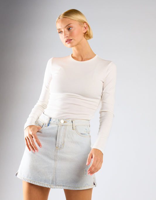 Light Antique Bleach Denim Mini-Skirt