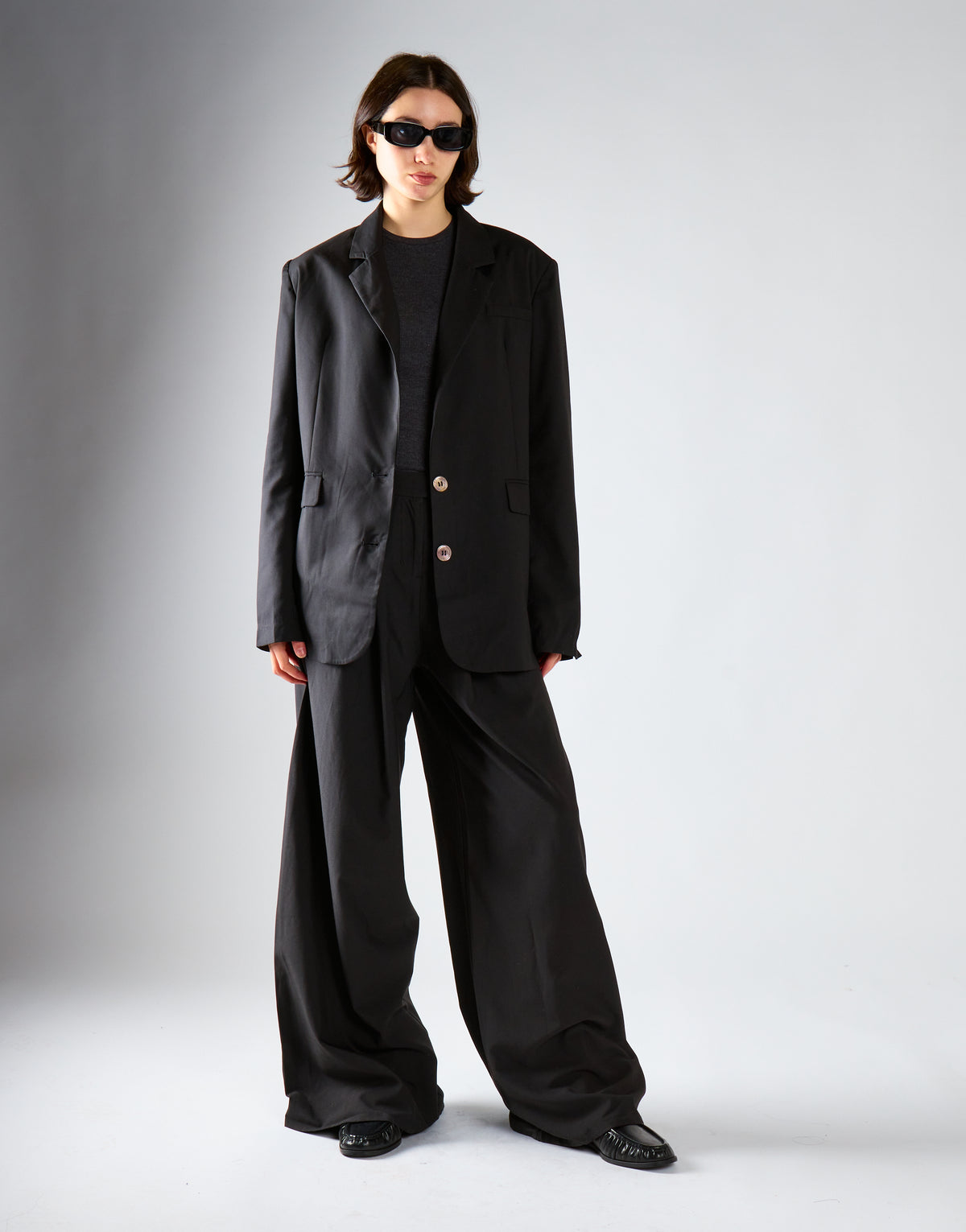 Black Single Breast Oversized-Blazer