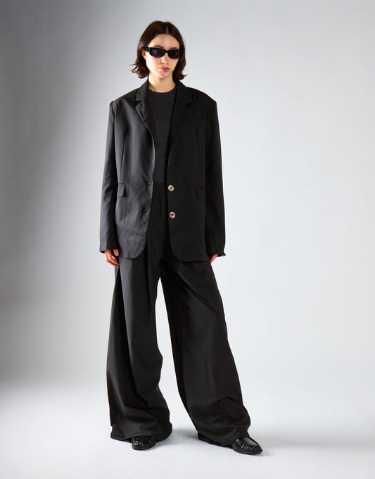 Black Single Breast Oversized-Blazer