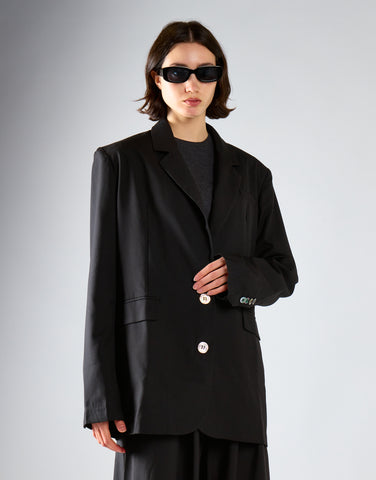 Black Single Breast Oversized-Blazer