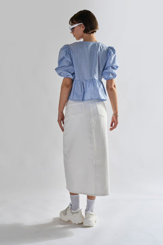 Off White Centre-Split Denim Maxi-Skirt