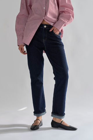 Dark-Indigo Straight-Leg Jeans