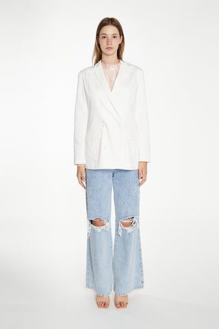 White Double-Breasted Blazer