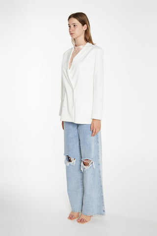 White Double-Breasted Blazer