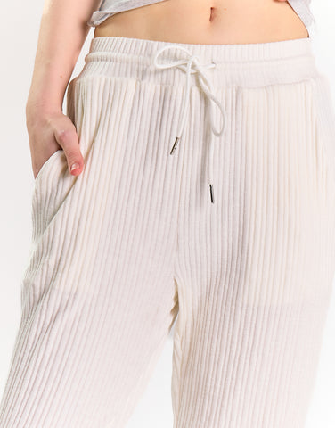 Glamorous White Relaxed Soft Ribbed Loungewear Trousers