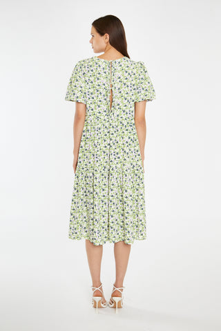 Retro Daisy Tiered Midi-Dress