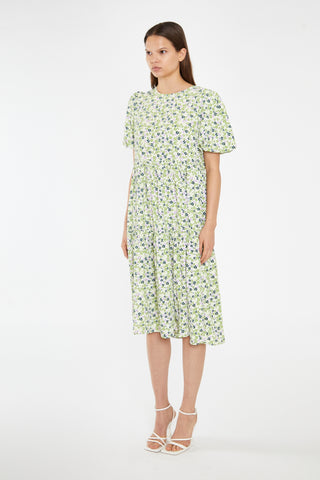 Retro Daisy Tiered Midi-Dress