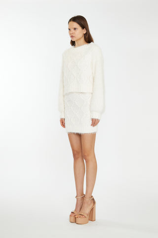 Glamorous Off White Knitted Mini Skirt
