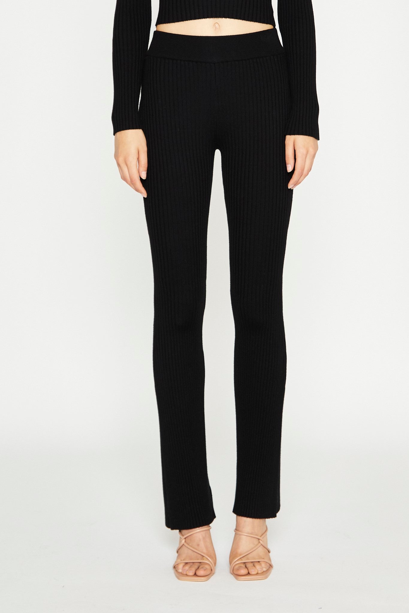 Black Knitted Flared Trousers