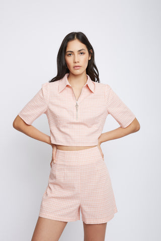 Glamorous Peach Grid Shorts