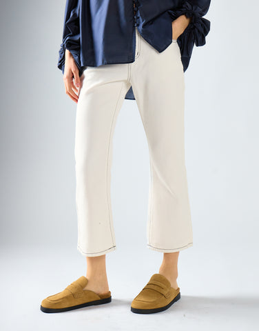 White High-Waisted Ankle Length-Jeans