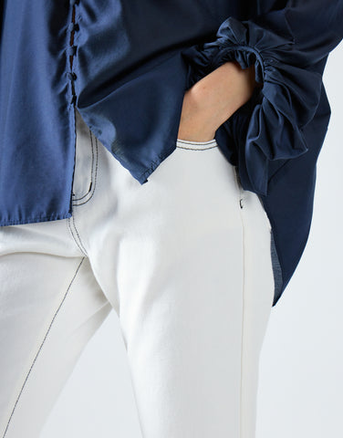 White High-Waisted Ankle Length-Jeans
