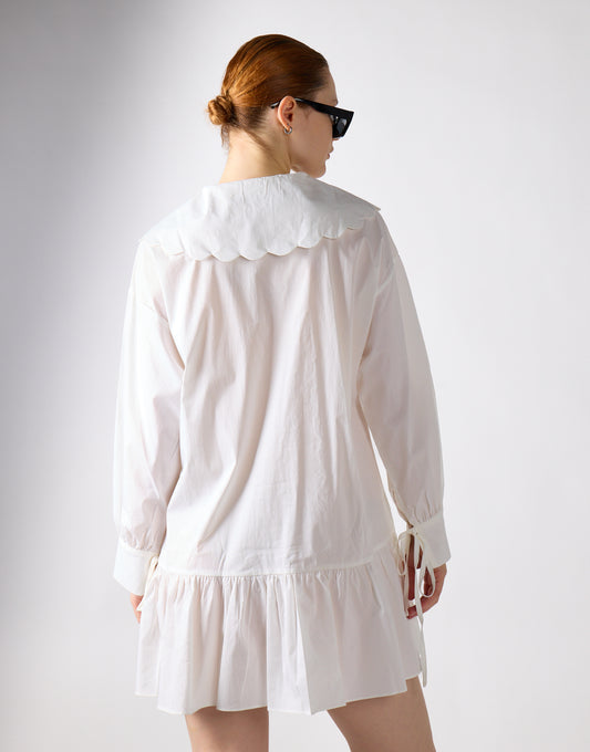 Off White Shirt Mini-Dress