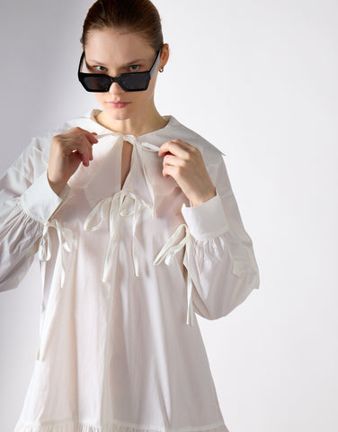 Off White Shirt Mini-Dress