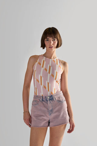 Glamorous Retro Geo High Neck Bodysuit