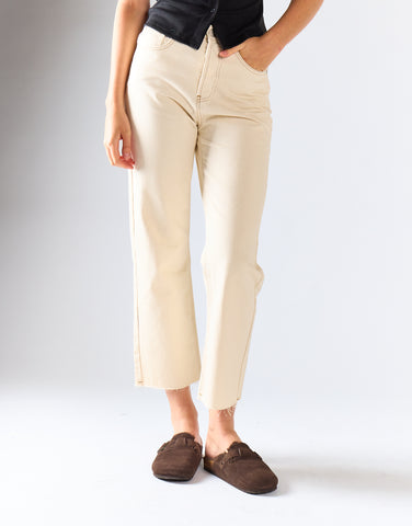 Dark Ecru High Waisted Straight Leg Jeans