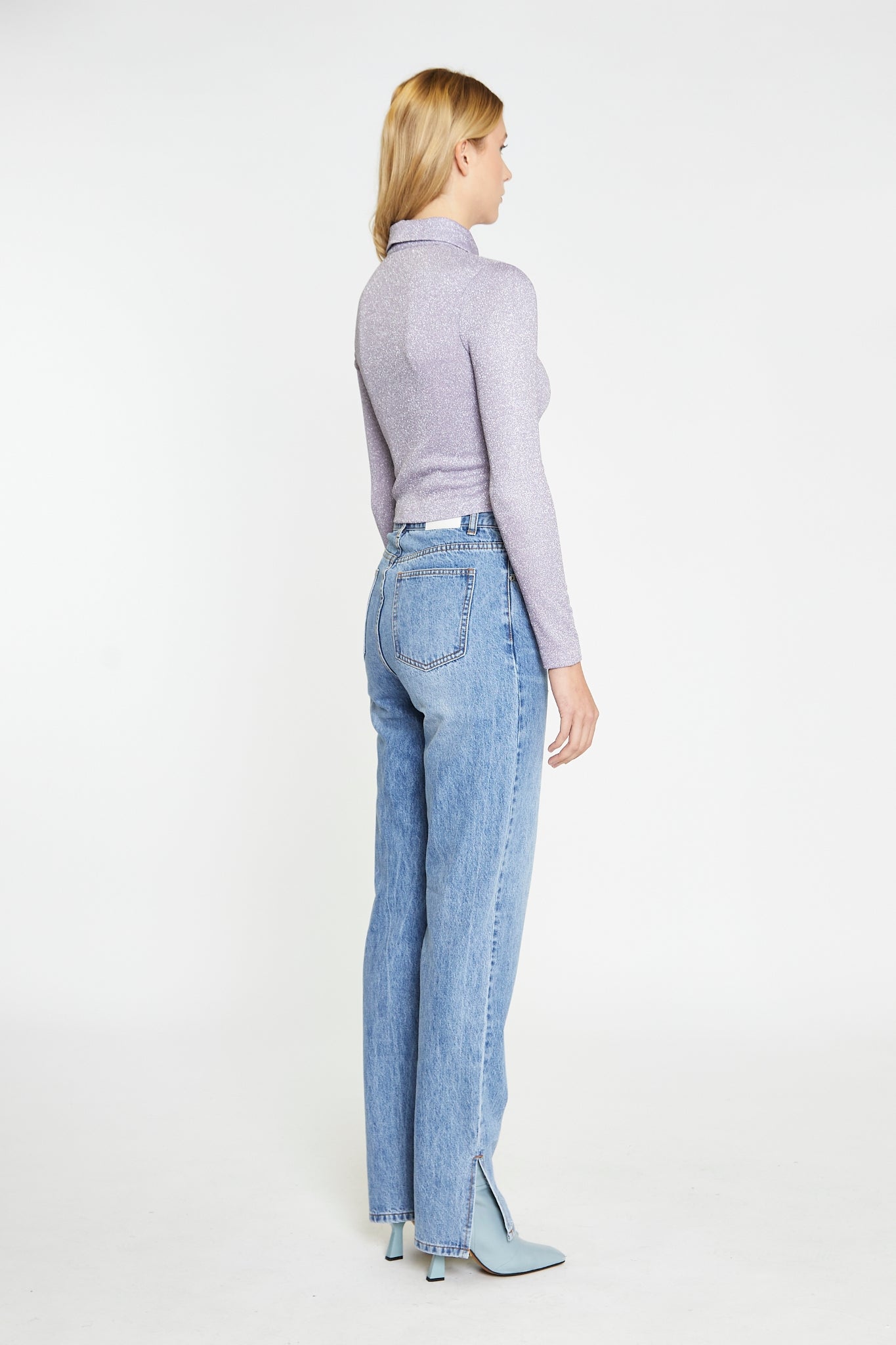 Mid Stonewash Side-Split Jeans