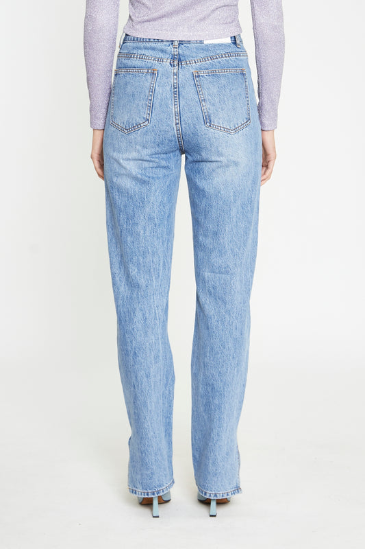Mid Stonewash Side-Split Jeans