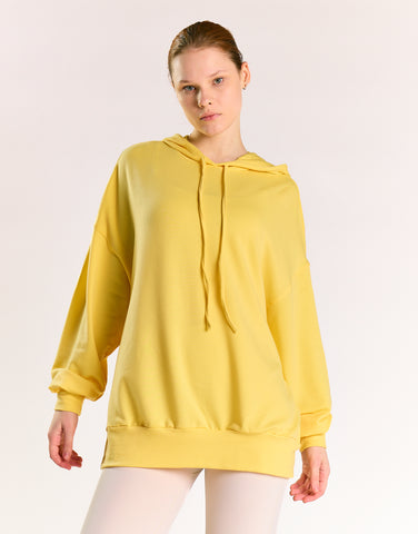 Glamorous Lemon Yellow Hooded Long Sleeve Jumper