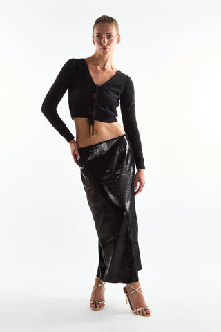 Black Classic Cropped Length-Cardigan