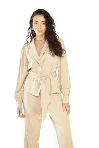 Rich Sand V-neck Tops