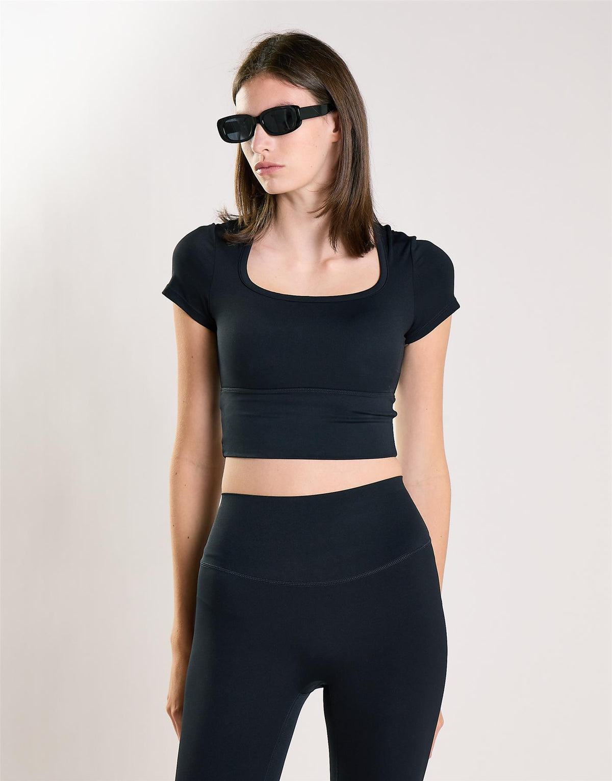 Agon Women's Black Square Neck Crop Top
