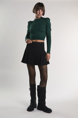 Forest-Green High-Neck Crop-Jumper