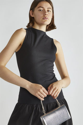 Black Sleeveless Puffball Mini-Dress