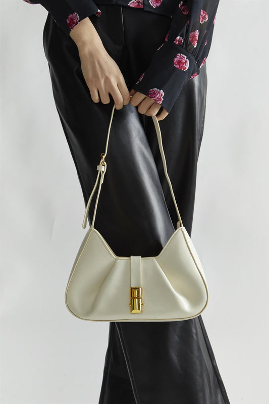 Cream Gold Clasp Shoulder-Bag