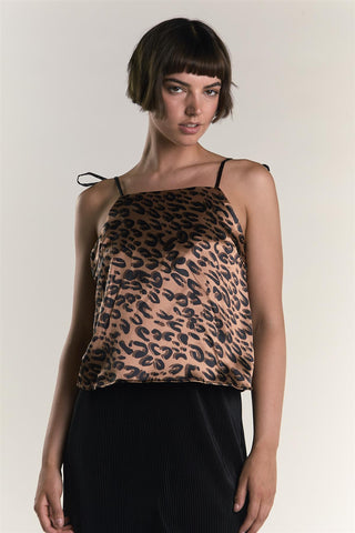 Brown Animal  Top With Tie Straps