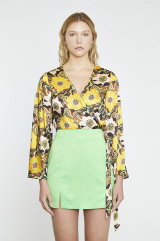 Bright Green Pencil Mini-Skirt