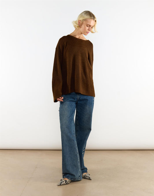 Brown Round Neck Jumper