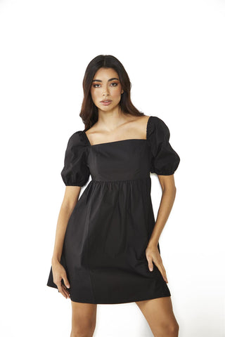 Black Square-Neck Mini-Dress