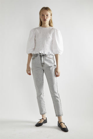 White Shirred Top