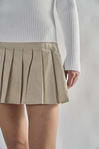 Stone Pleated Mini-Skirt
