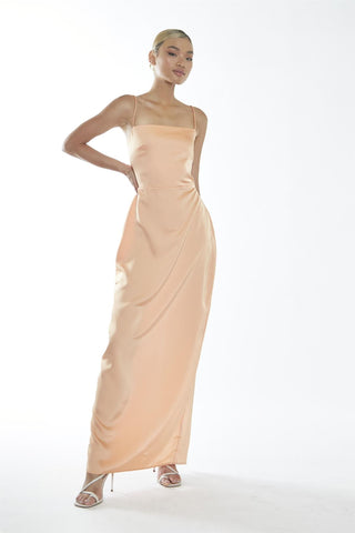 Peach Spaghetti Strap Maxi-Dress