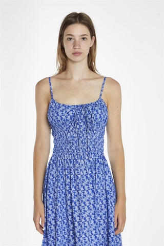 Ultramarine Ditsy Cinched Waist Midi Dress