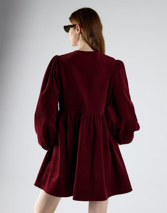 Burgundy Corduroy Mini Dress
