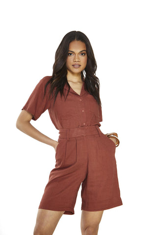 Umber Long High-Waisted-Shorts