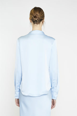 Light-Blue Satin Classic-Shirt