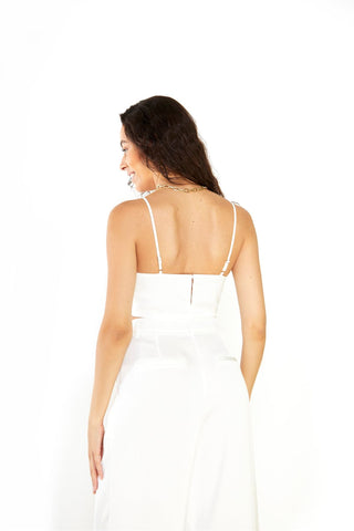 White Satin V-Neck Bralet