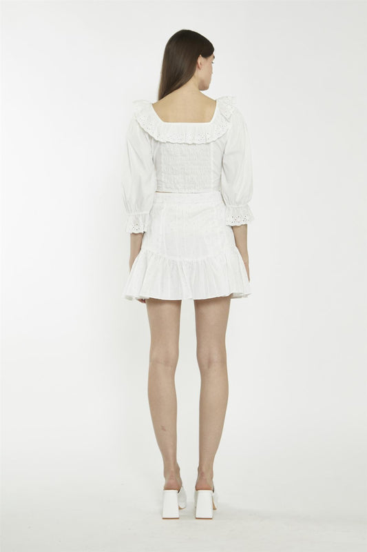 Off-White Lace-Frill Crop-Top